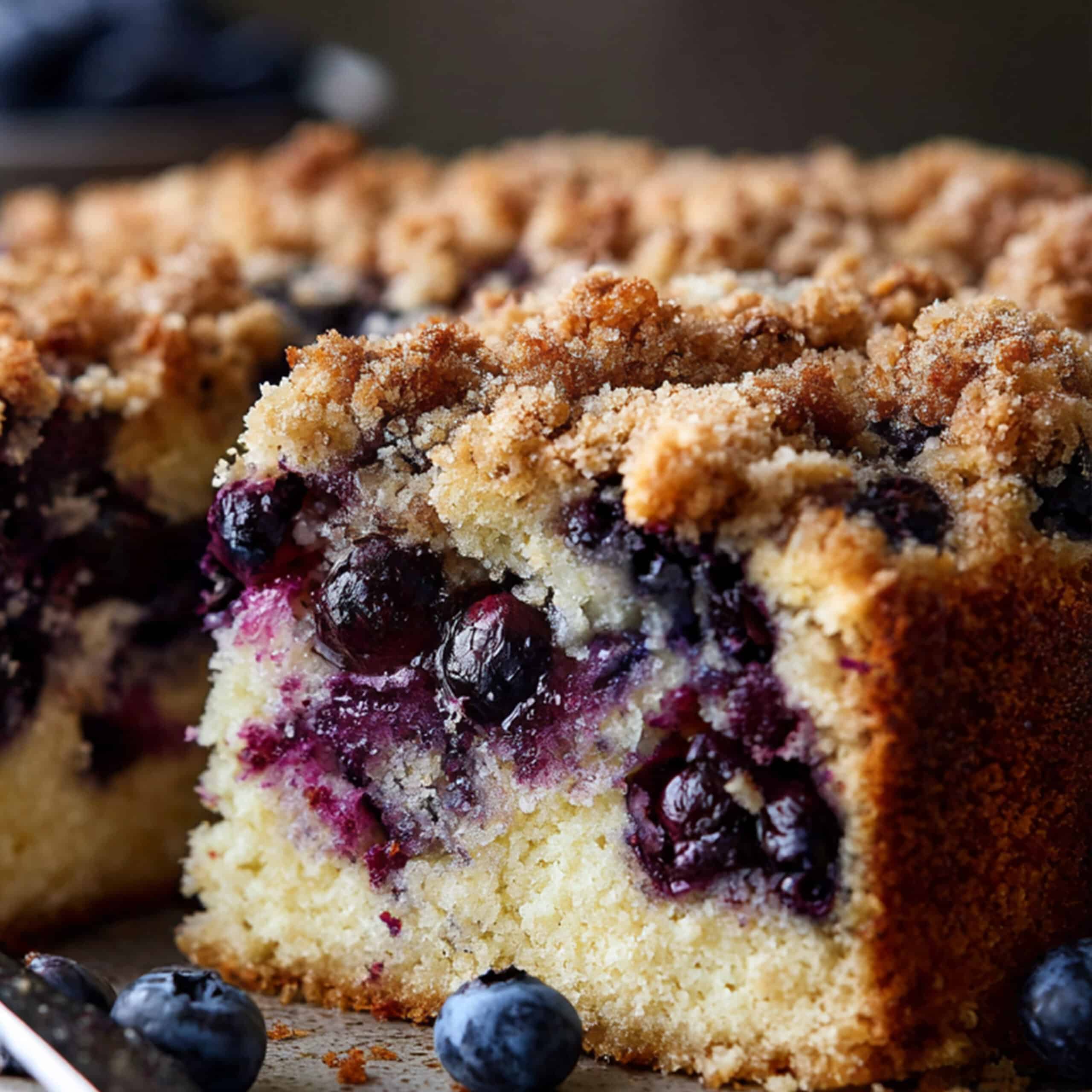 inside texture of blueberry coffee cake recipe