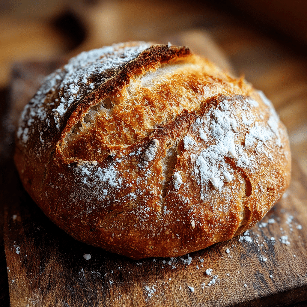 Artisan bolted flour in sourdough bread on wooden board