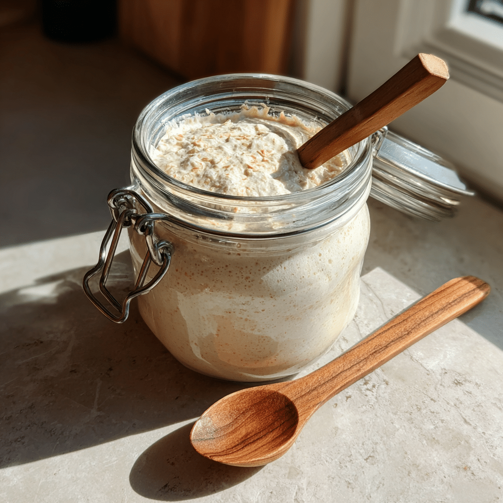 Active sourdough starter with bolted flour