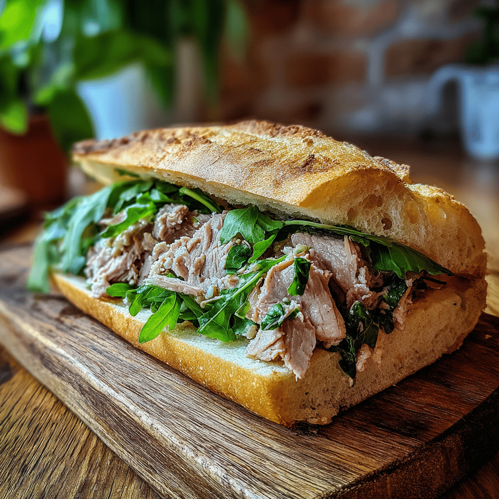 Buona Beef Tuna Genovese copycat recipe sandwich on ciabatta