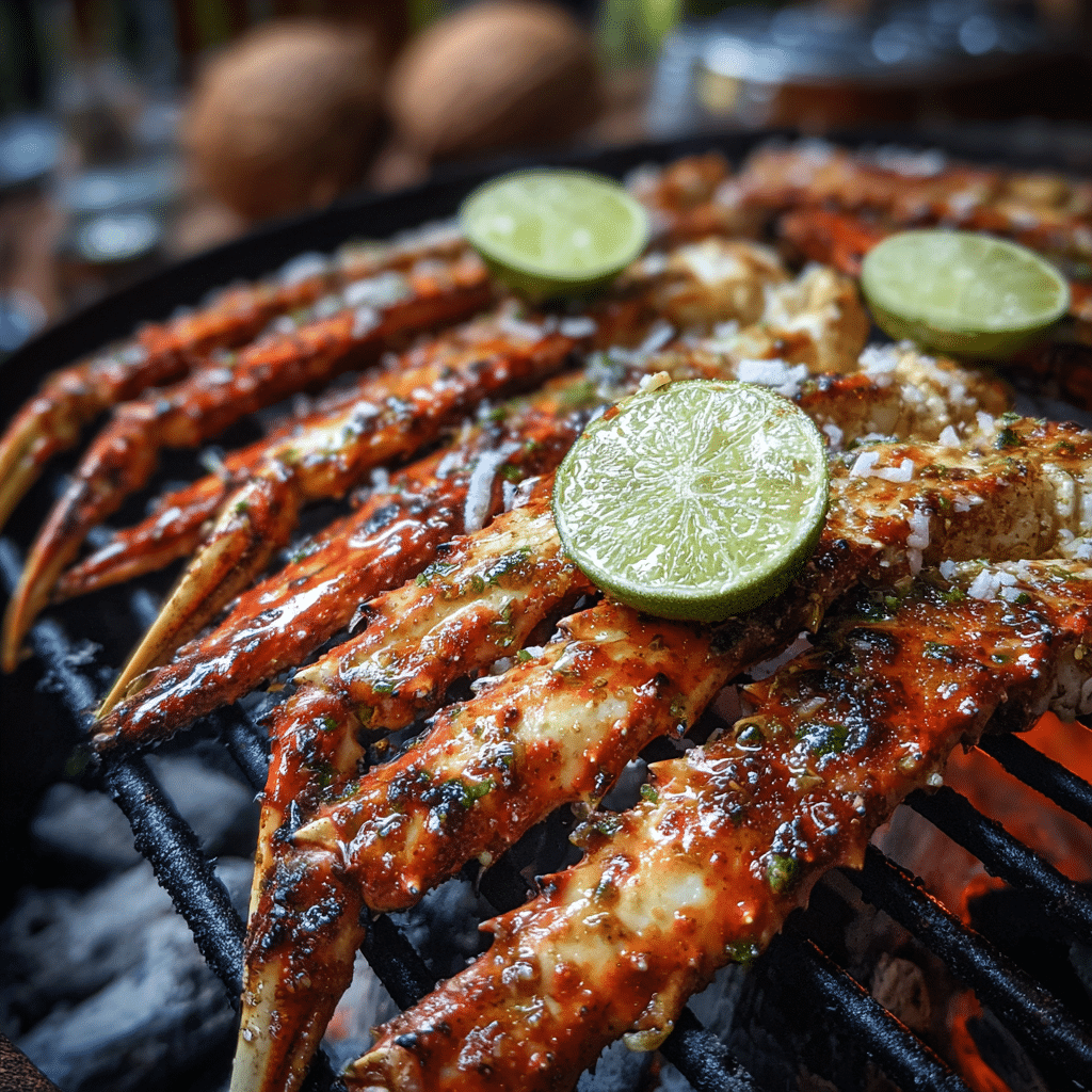 Grilled crab glazed with coconut sauce