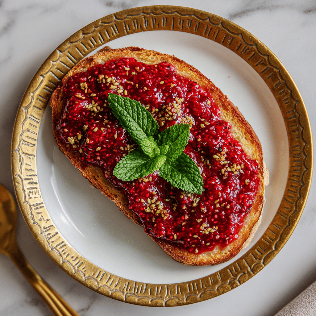 keto sweet toast with raspberry chia jam