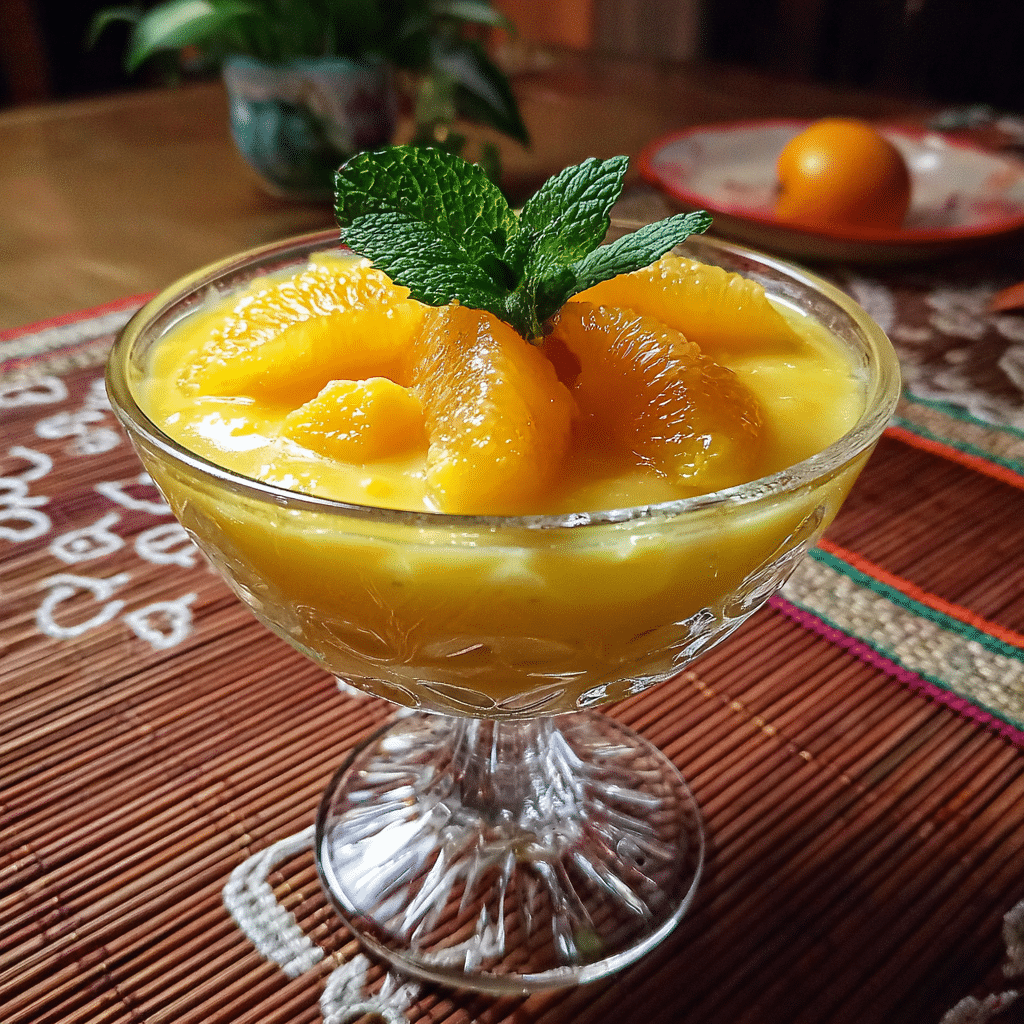 Served mango sago recipe with pomelo and mint