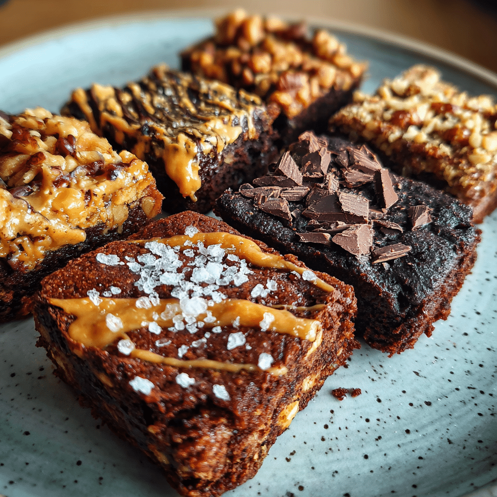 protein brownie variations with toppings