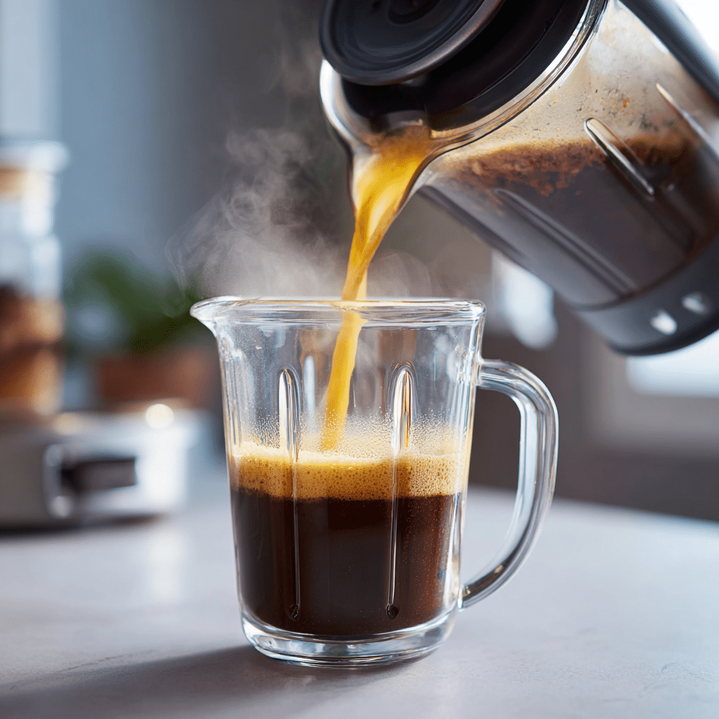 hot coffee pour step for protein coffee