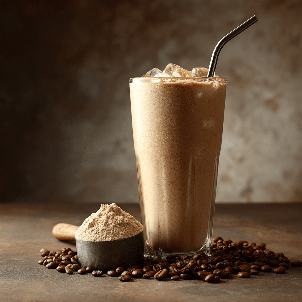 iced protein coffee served in glass