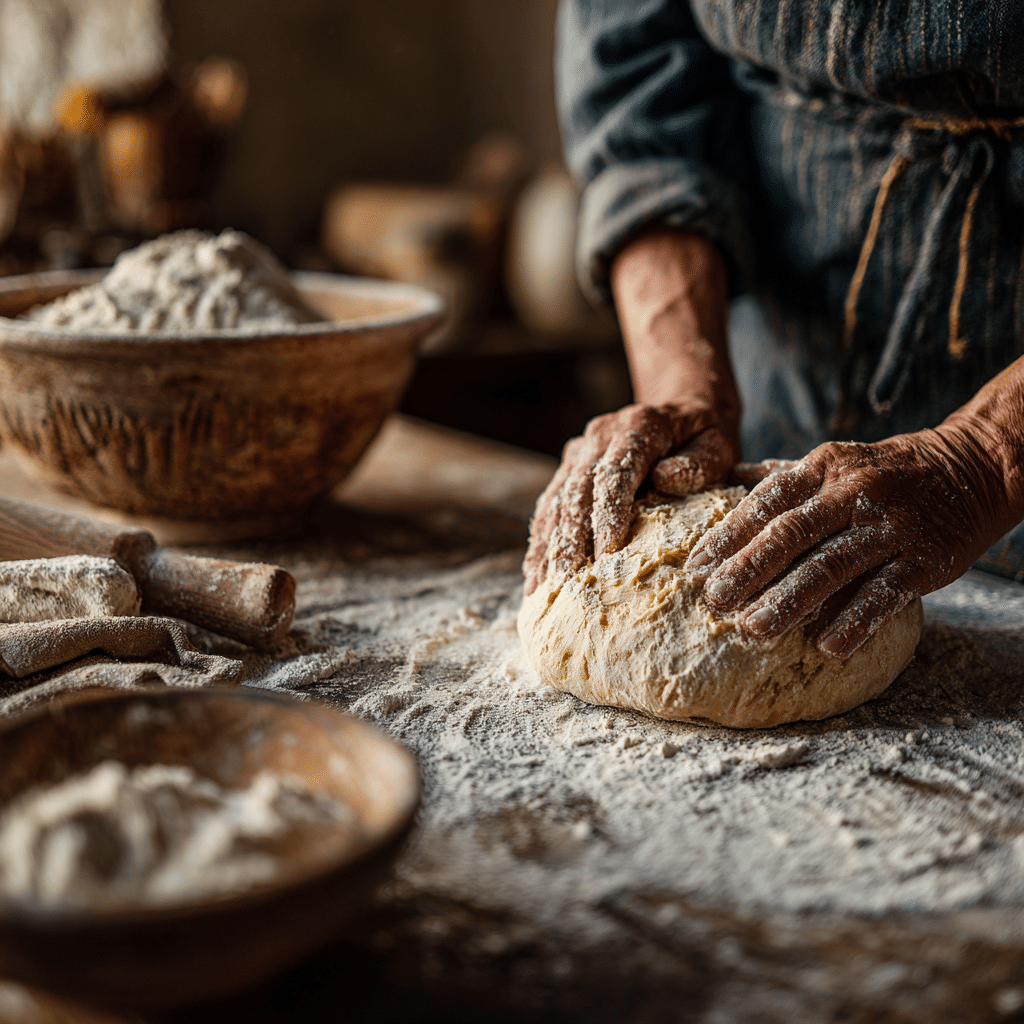 Shaping sourdough dough made with bolted flour