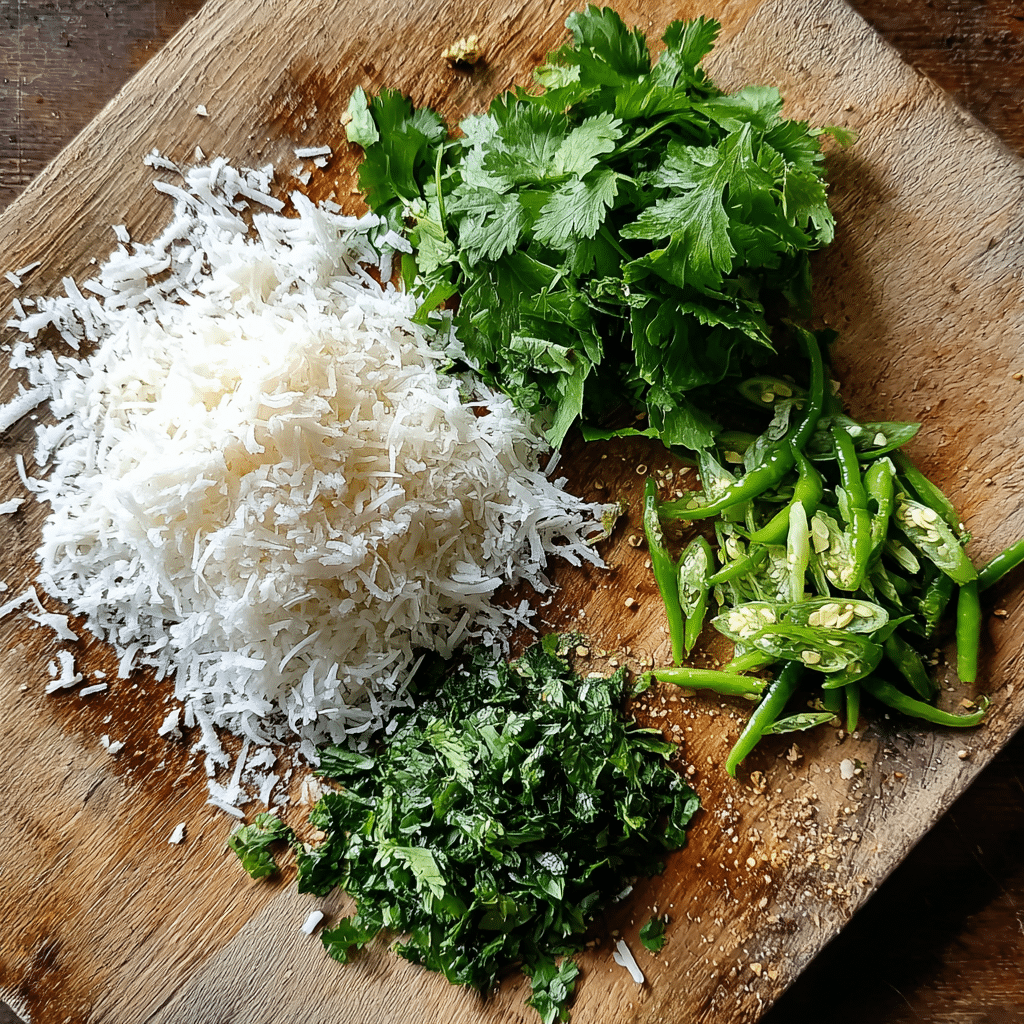 fresh ingredients for hands coriander coconut chutney