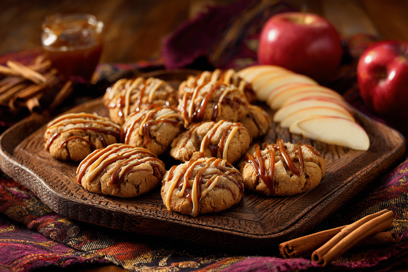 candy-apple-cookies-serving serving candy apple cookies with apples and caramel