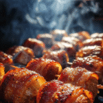 WW2 wrapped gator bites recipe on grill