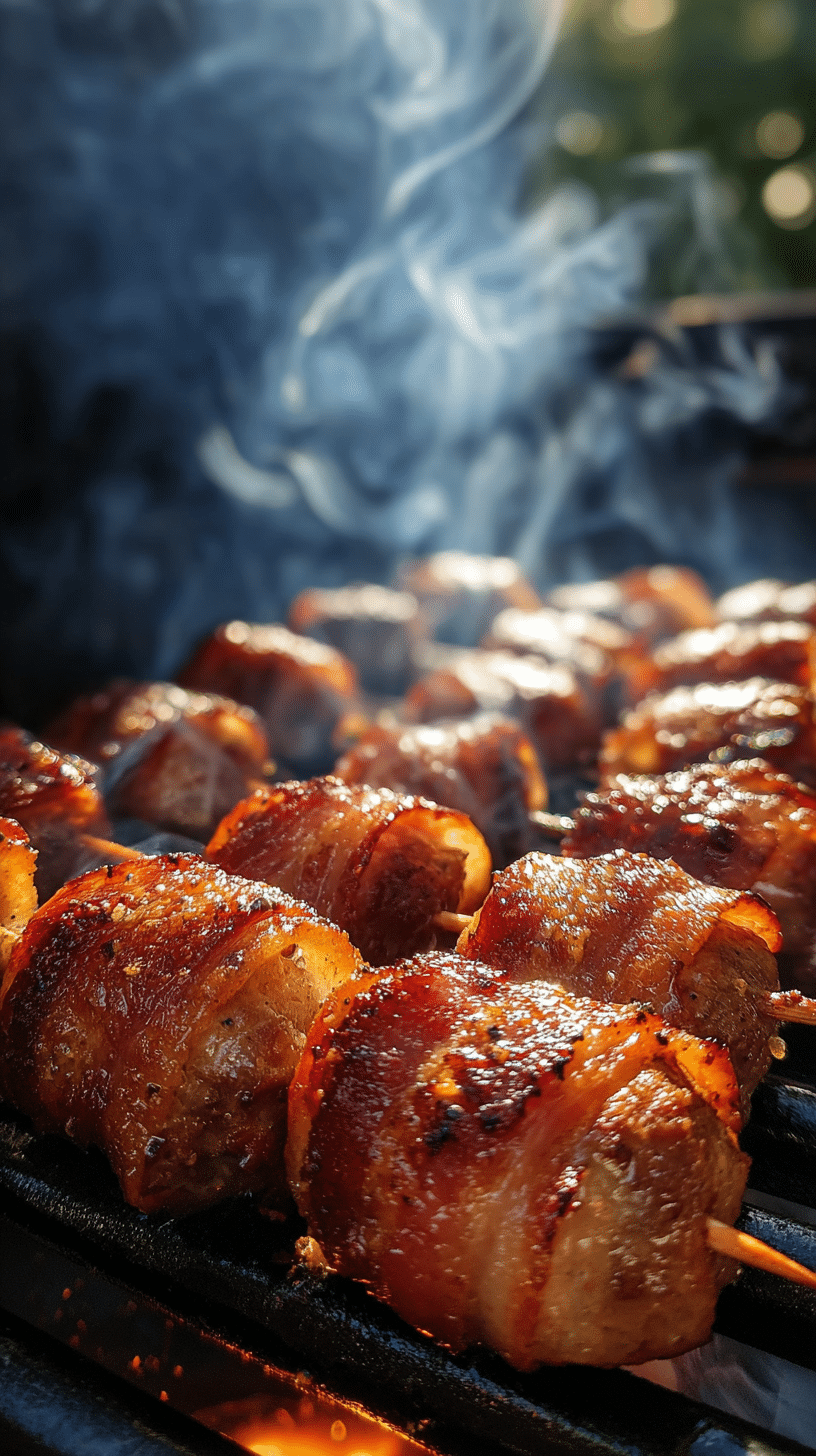 grilling-gator-bites-ww2-style WW2 wrapped gator bites recipe on grill