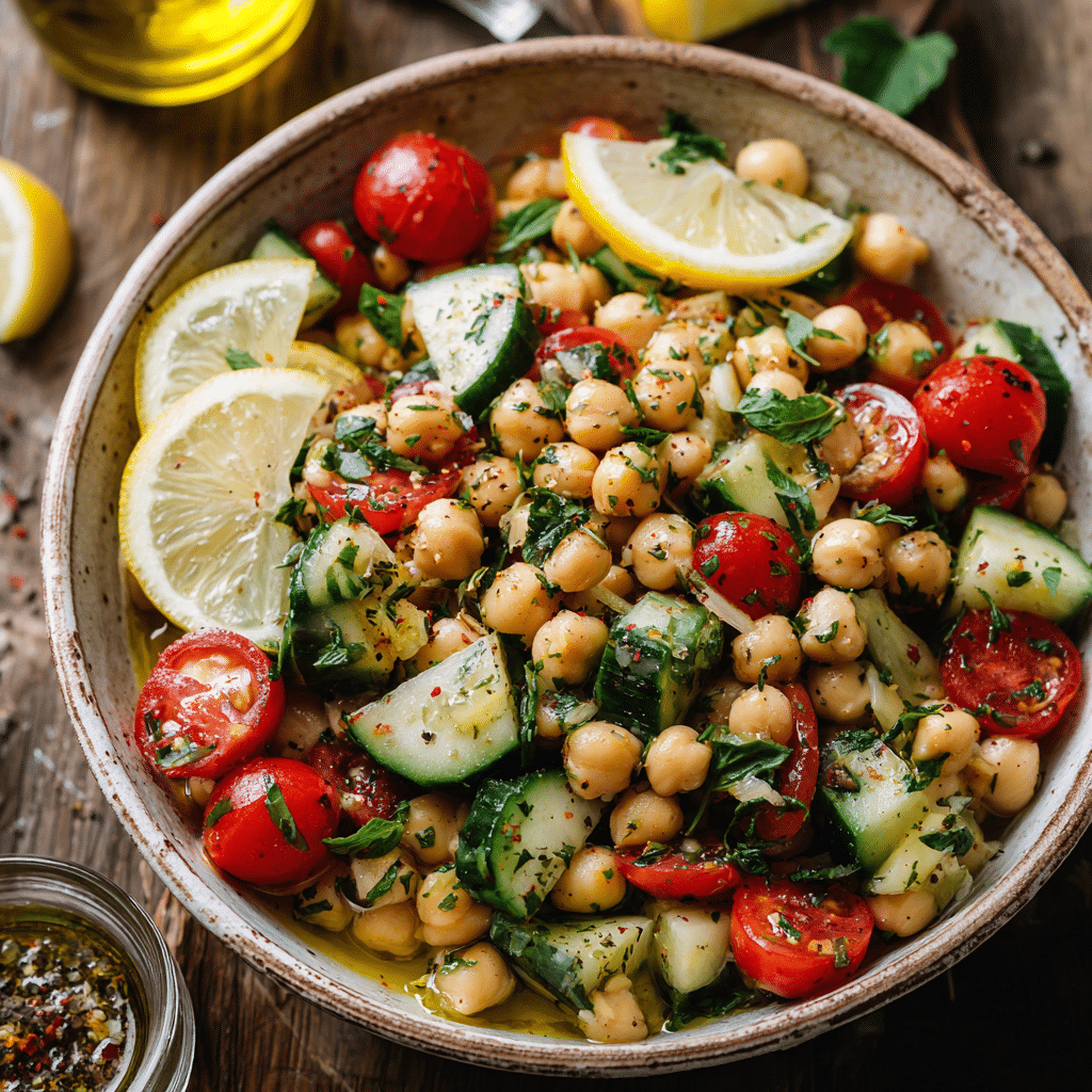 mediterranean chickpea salad with lemon and olive oil