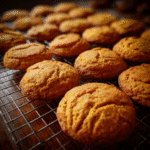 pumpkin cookie recipe – freshly baked cookies cooling on a wire rack