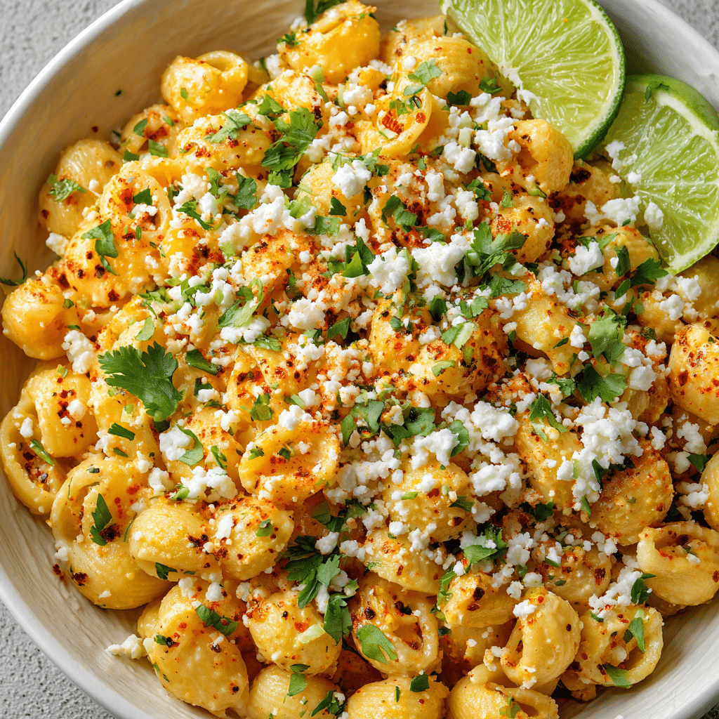 Street corn pasta salad with cotija and lime