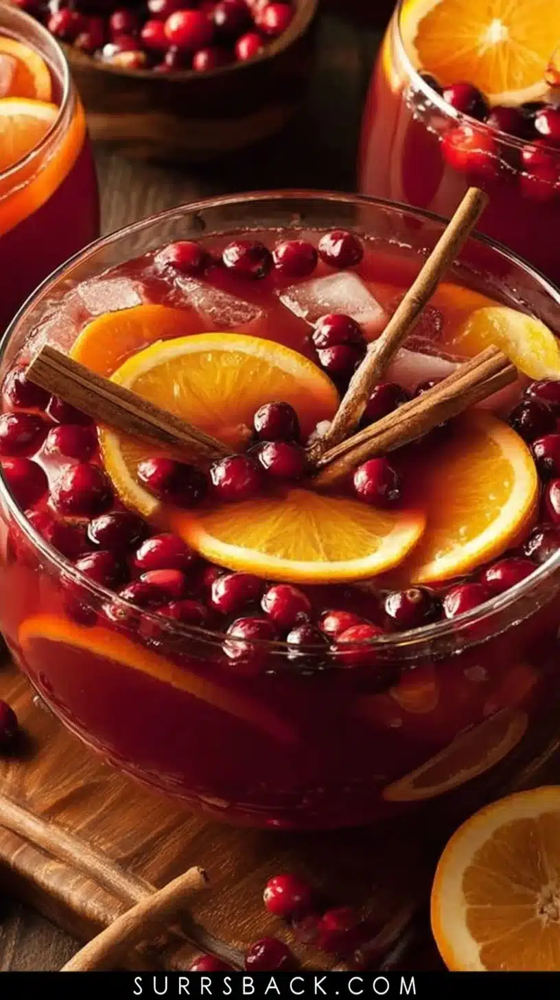 Glass of Autumn Punch with seasonal fruits and spices