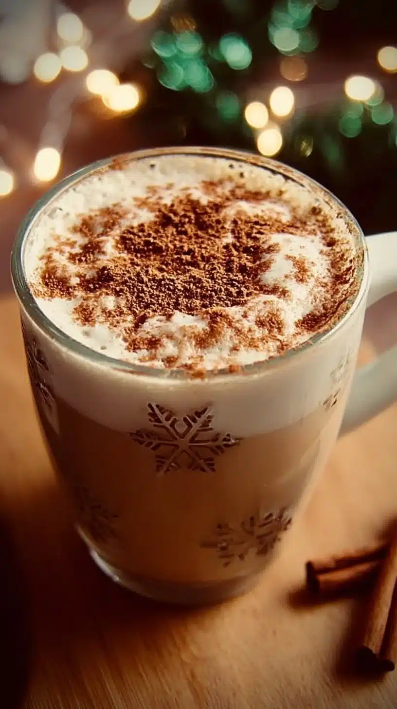 A warm cup of Christmas Chai Latte with spices, perfect for the holiday season.