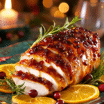 Cranberry Orange Glazed Turkey Breast on a platter