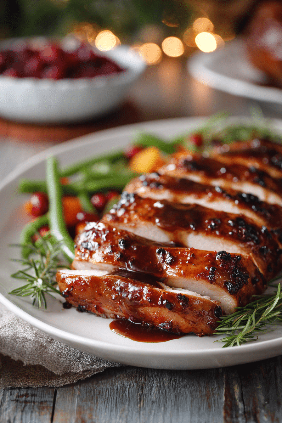 Sliced glazed turkey breast