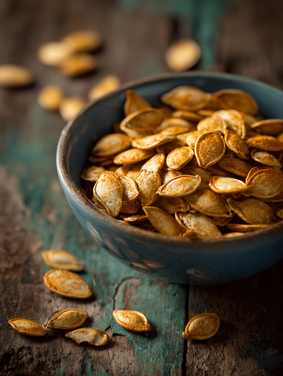 crispy roasted pumpkin seeds bowl