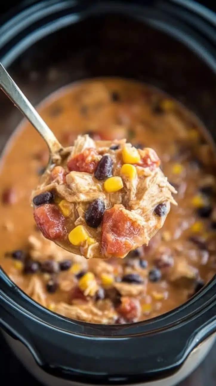 A comforting spread of easy Crock-Pot dinners including tender shredded chicken, creamy soups, and hearty stews served family-style.