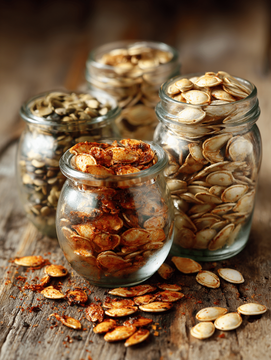 flavored roasted pumpkin seeds jars