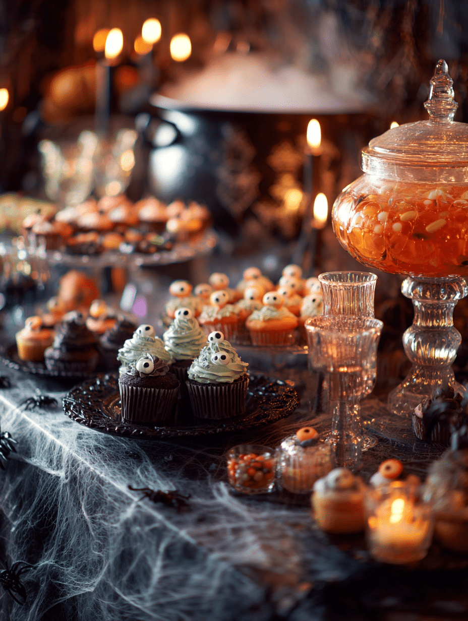 Halloween Potluck Recipes festive table setup