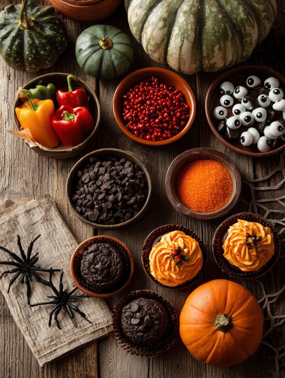 Halloween Potluck Recipes ingredients spread