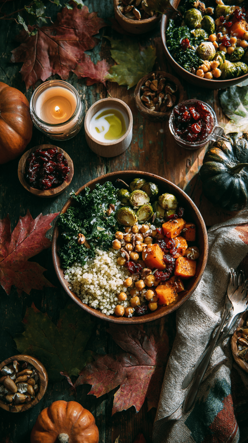 Autumn Harvest Grain Bowl with quinoa, roasted vegetables, and cranberries