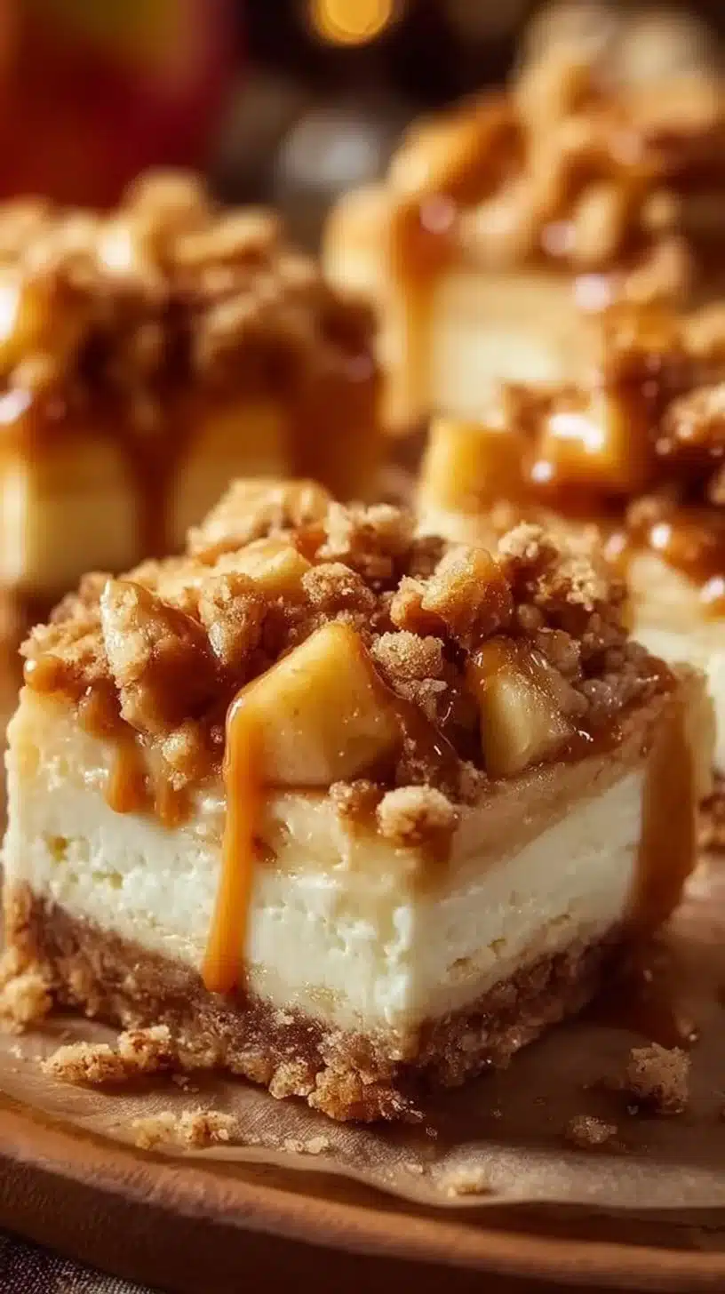 Caramel Apple Cheesecake Bars - a delightful dessert with rich cheesecake and caramel apple topping