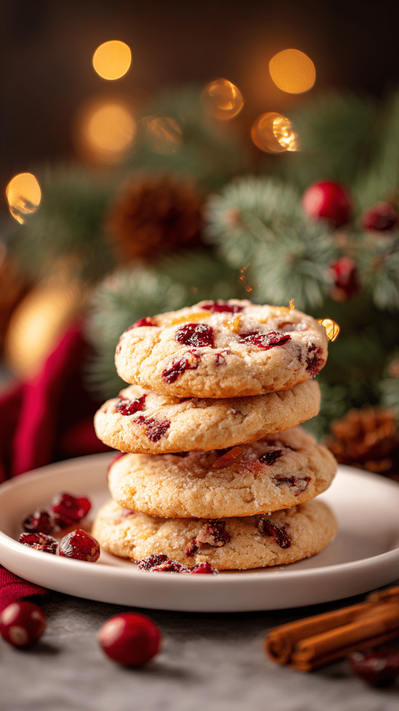 tack of Chewy Christmas Cranberry Orange Cookies with cranberries and orange zest