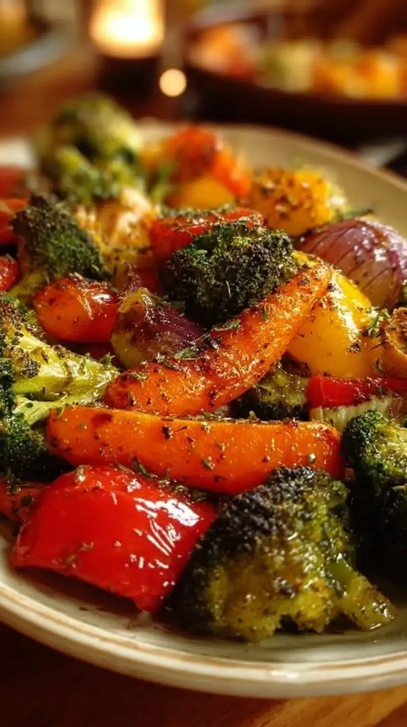 Delicious crispy garlic roasted vegetables served in a bowl