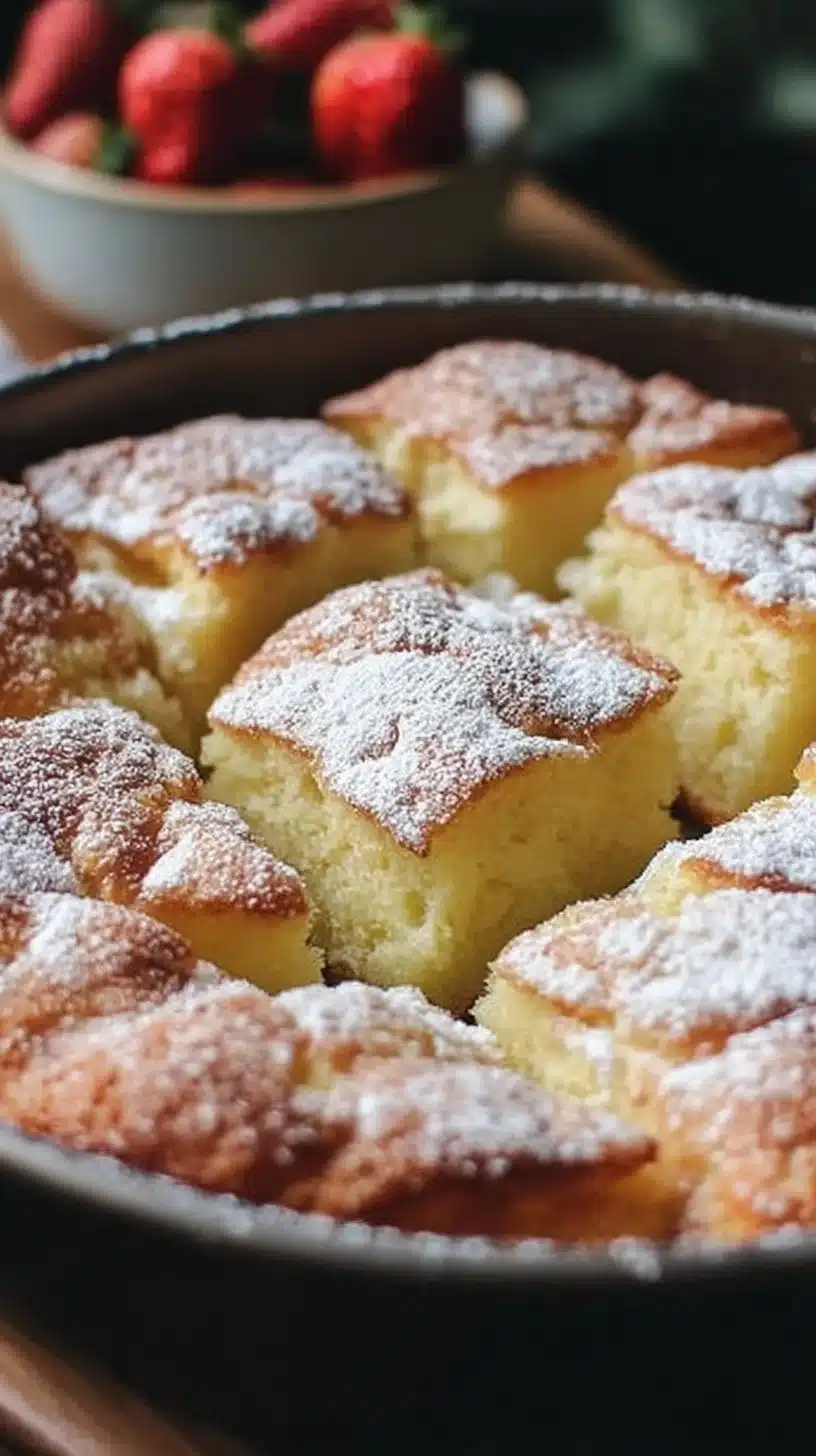 Slice of delicious French butter cake on a white plate