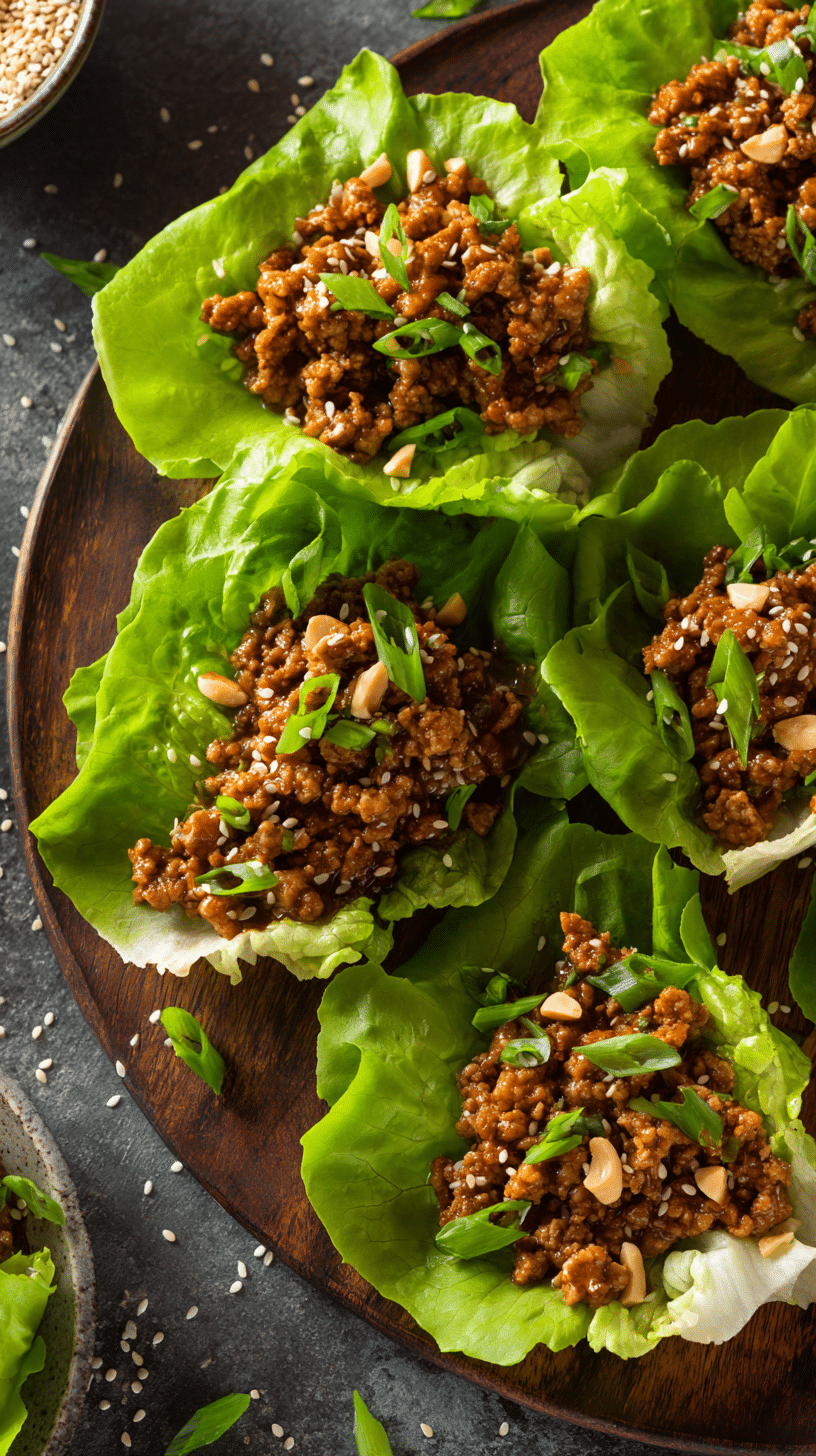 Ground turkey lettuce wraps filled with savory turkey, crunchy vegetables, and fresh scallions on crisp lettuce cups.