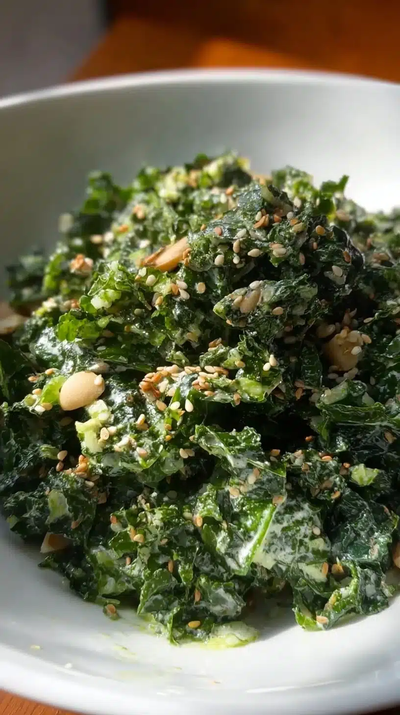 Vegan Caesar Salad with lemon kale and creamy dairy-free dressing