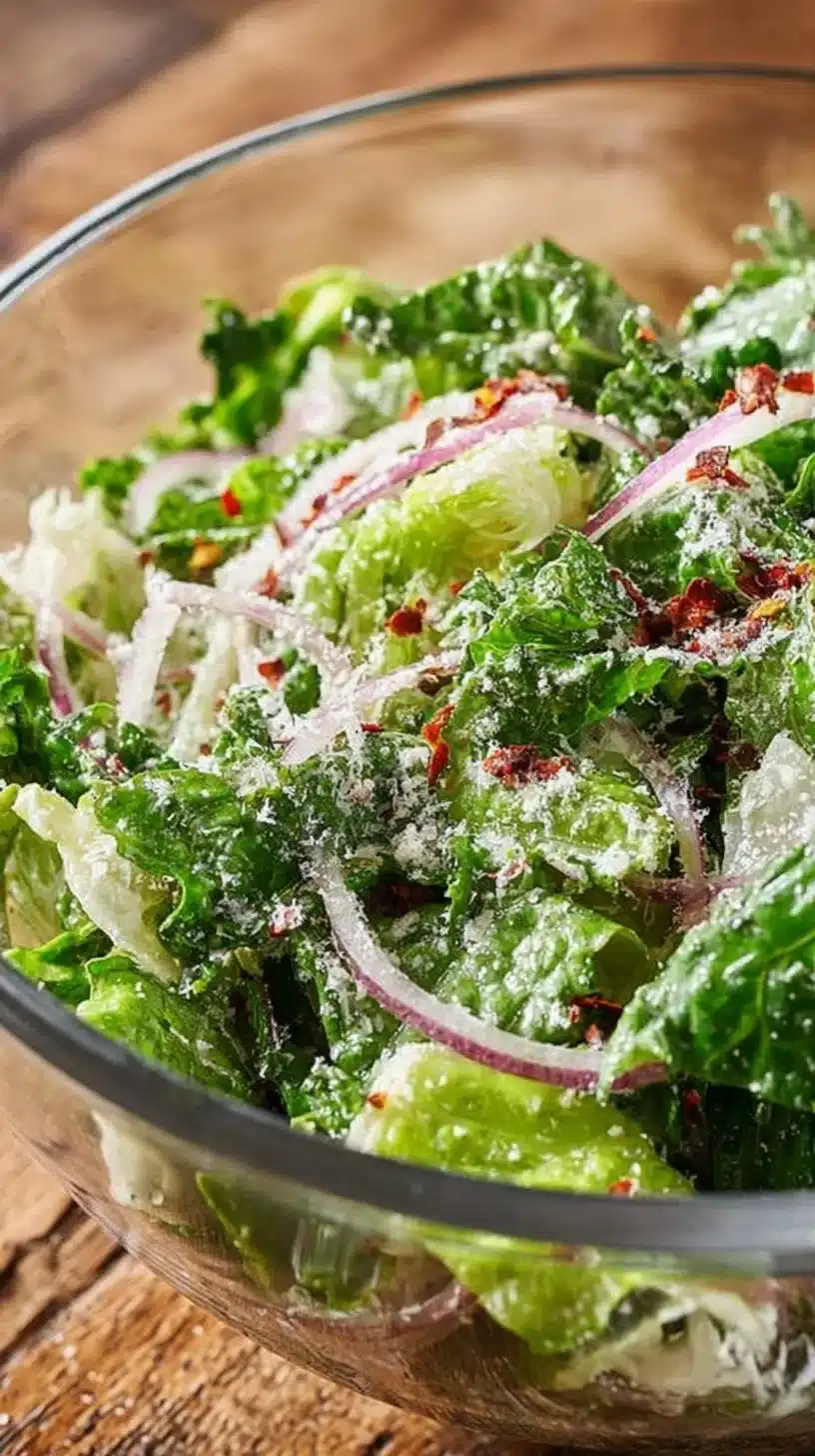 Delicious Lemon Parmesan Salad with fresh greens and zest of lemon