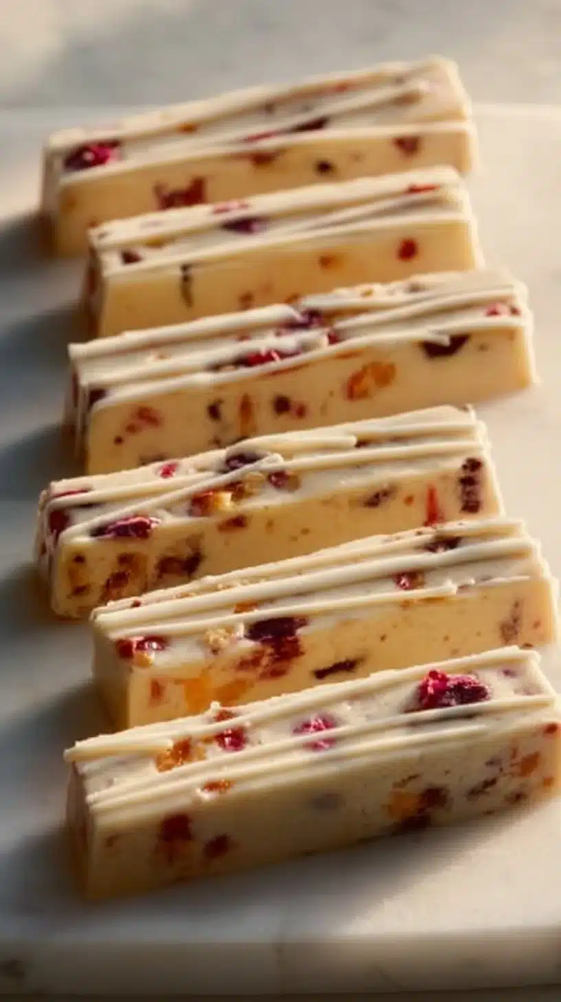 Orange cranberry shortbread cookies with vibrant orange zest and dried cranberries