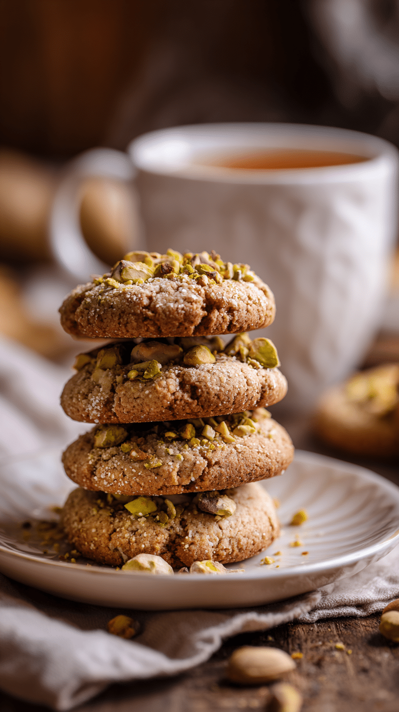 Stack of Pistachio Cream Cookies showing pistachio cream filling