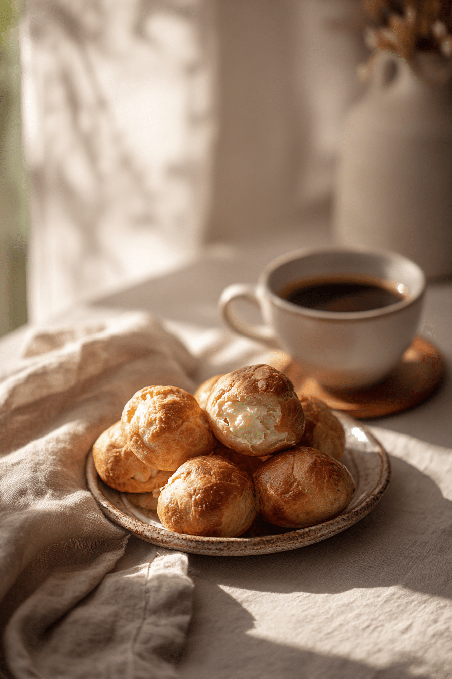 High Protein Bagels Bites served with coffee and cream cheese