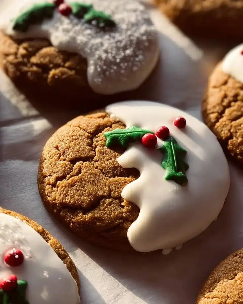 Soft gingerbread cookies arranged on a festive plate