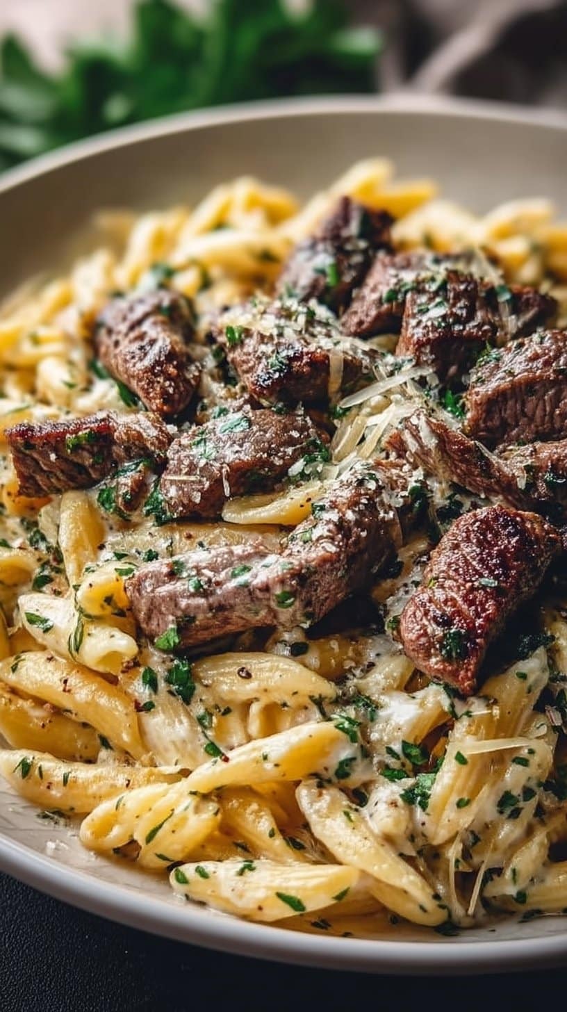 Creamy Steak Pasta Garlic