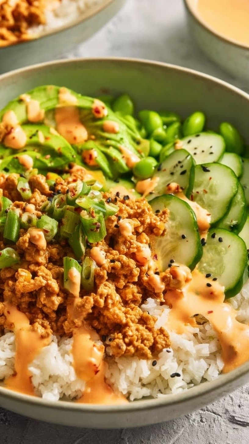 Ground Turkey Rice Bowls with Bang Bang Sauce 5 Ground Turkey Rice Bowls with Bang Bang Sauce