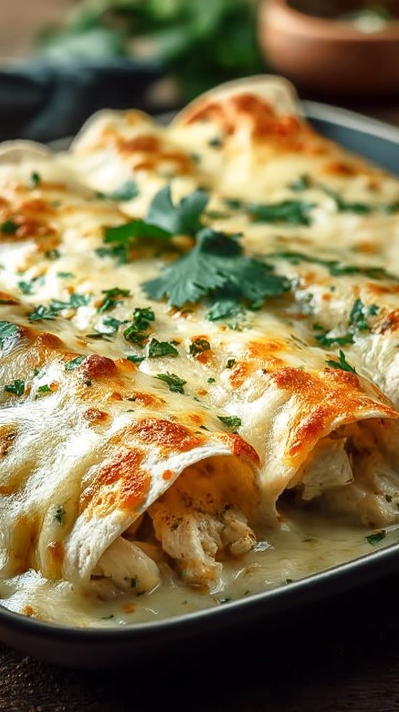 Creamy White Chicken Enchiladas