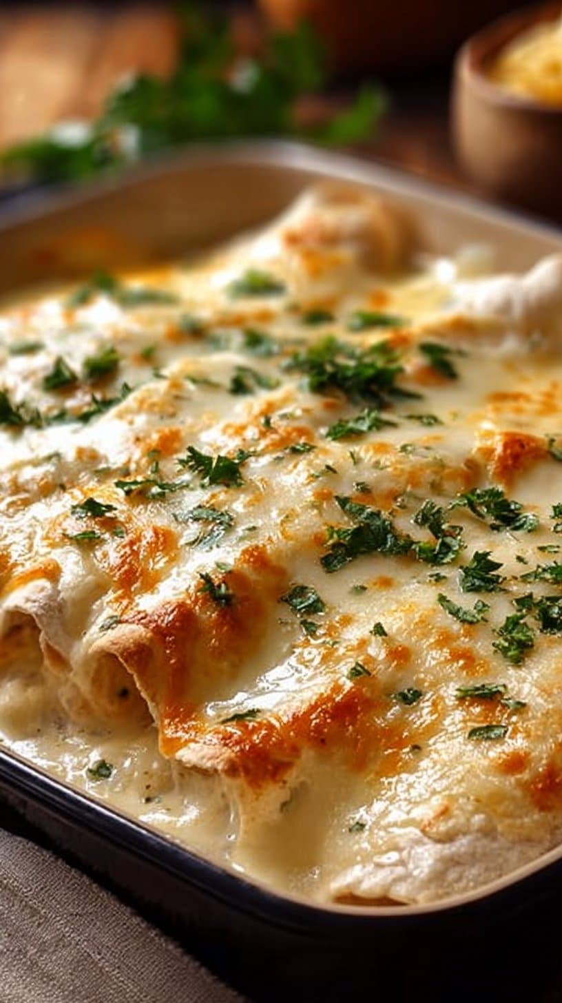 Creamy White Chicken Enchiladas