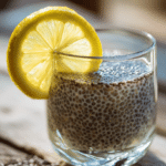 Bariatric seed recipe made with chia seeds, flaxseed, pumpkin seeds, and water in a clear glass