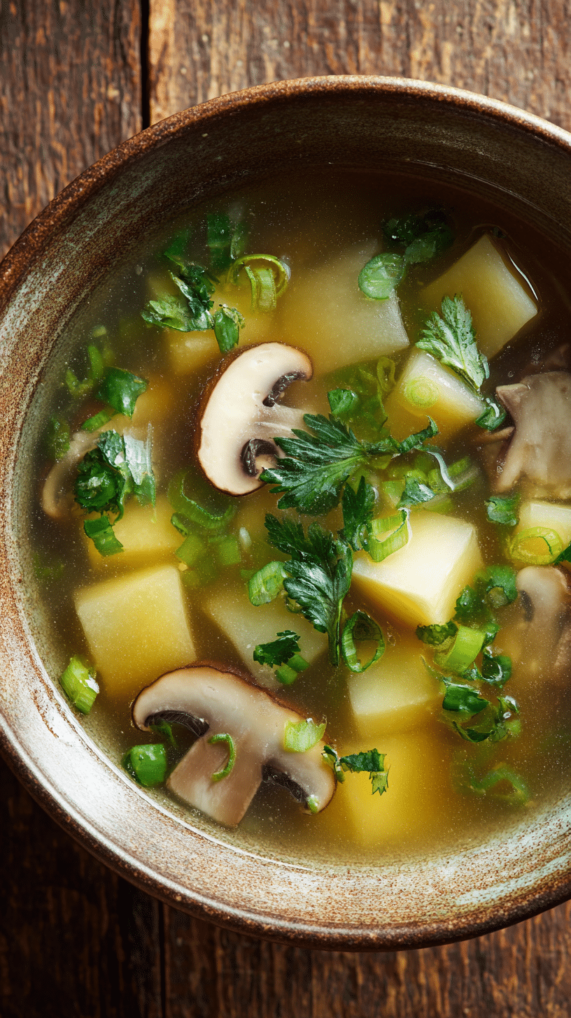 Bowl of classic winter melon soup with winter melon, mushrooms, scallions, and cilantro