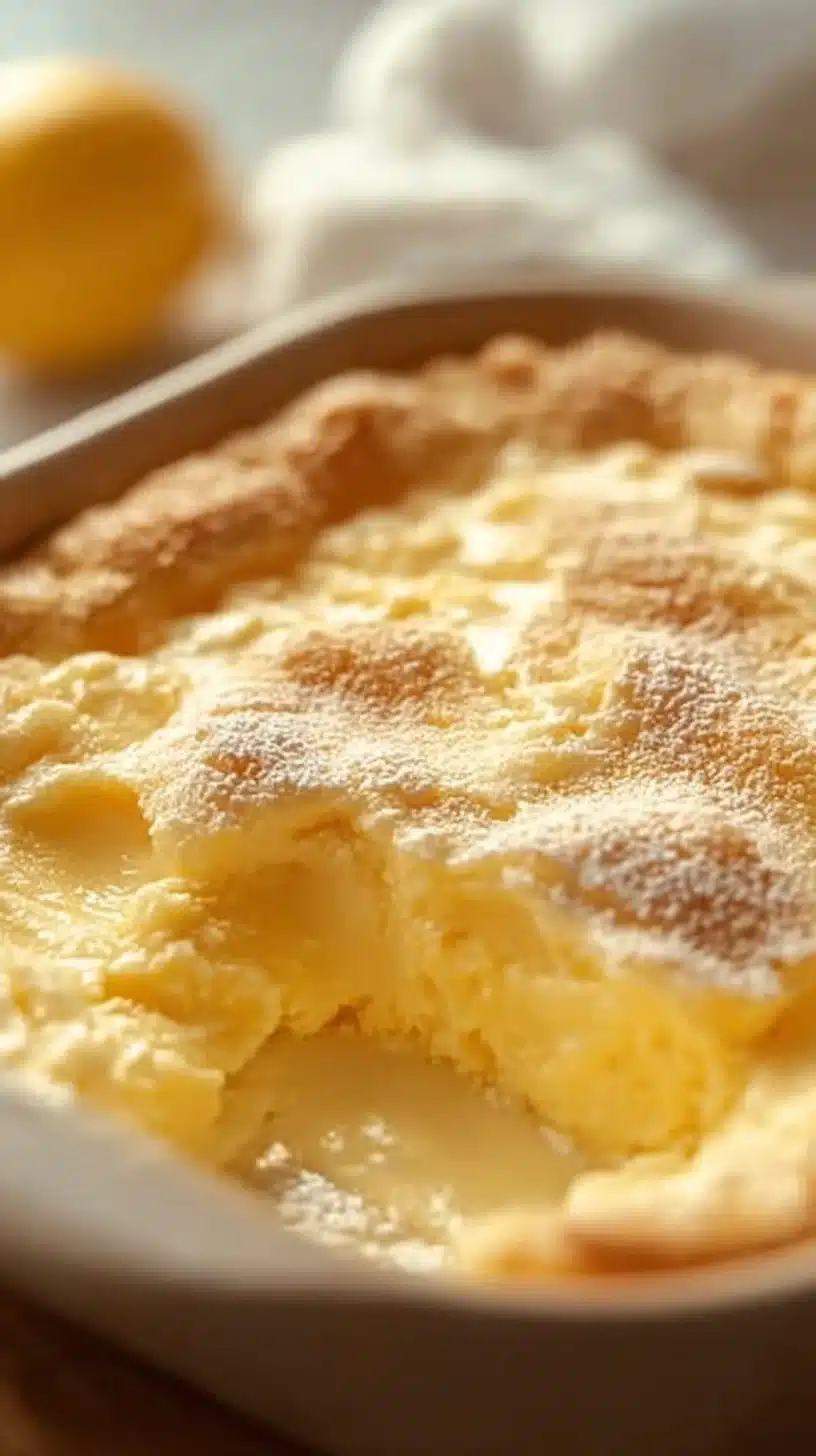 Delicious lemon cream cheese dump cake with a bright citrus topping