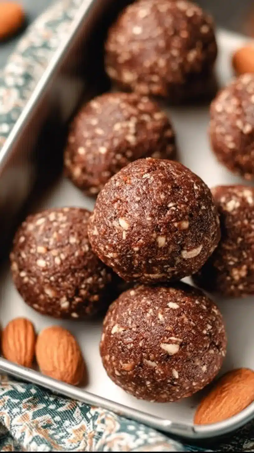 Healthy chocolate almond butter protein balls for a nutritious snack