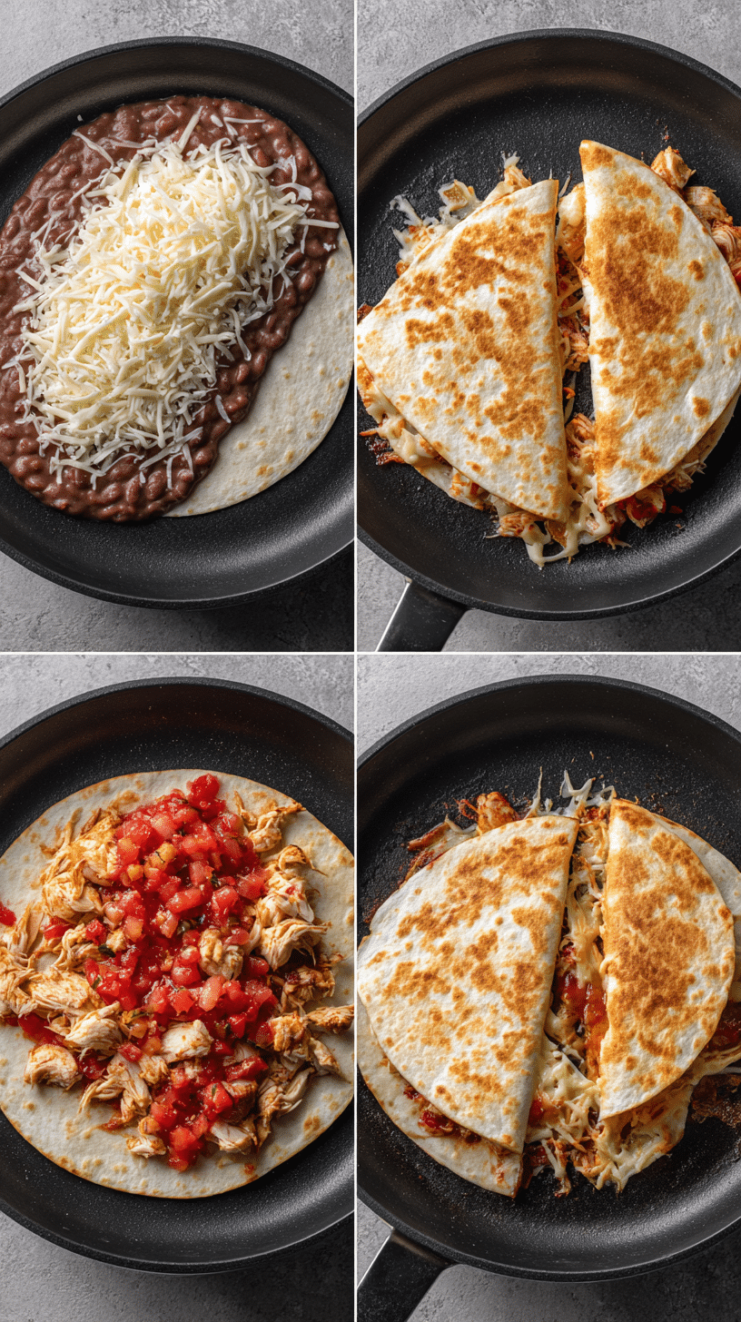 Step-by-step process of making Homemade Chicken Quesadillas