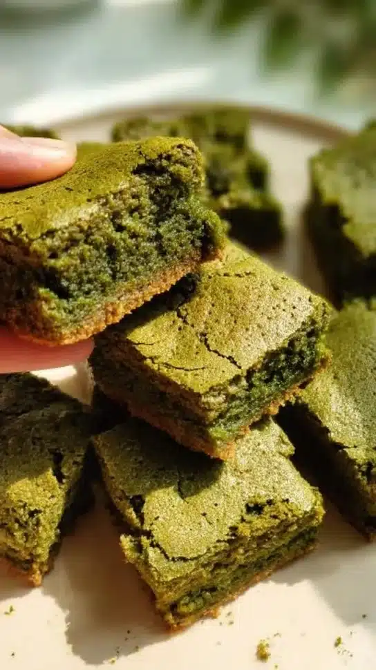 Delicious matcha brownies with a rich chocolate and green tea flavor