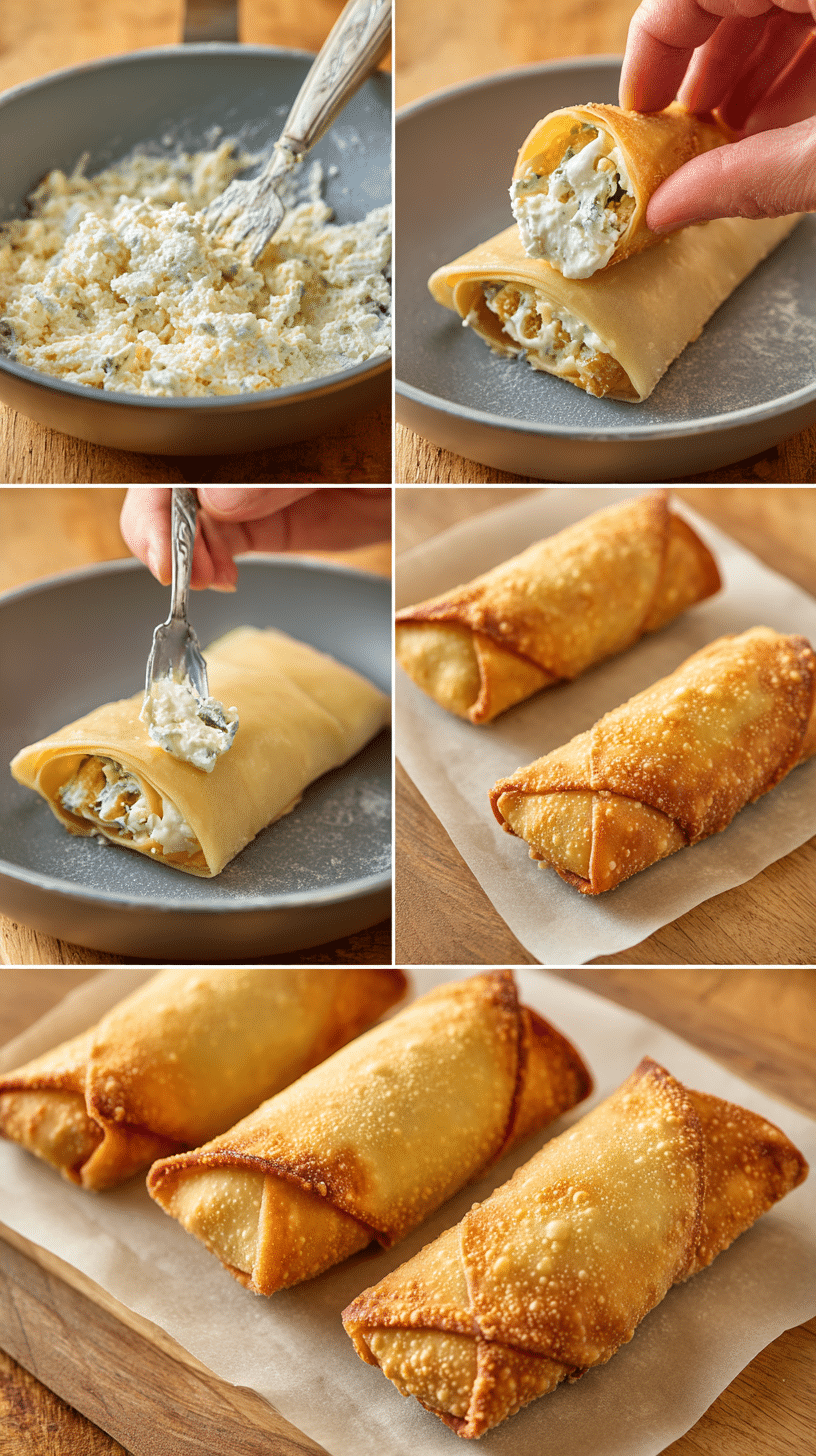 Step-by-step process of making Mini Jalapeno Popper Egg Rolls